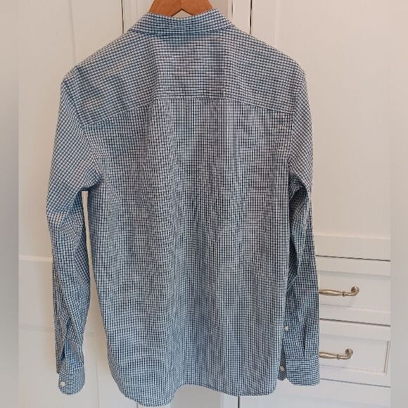 Mens Michael Kors Button Down Shirt Checked Blue White - Picture 6 of 13